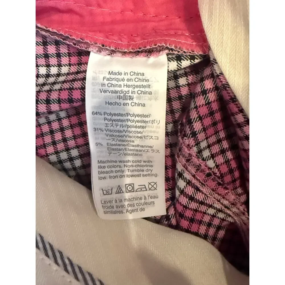NWT J. Crew Cameron Slim Ankle Pant Pink Black Plaid Size 8 Preppy